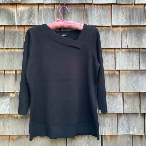 Cable & Gauge Charcoal Sweater with Unique Neckline - Picture 1 of 6